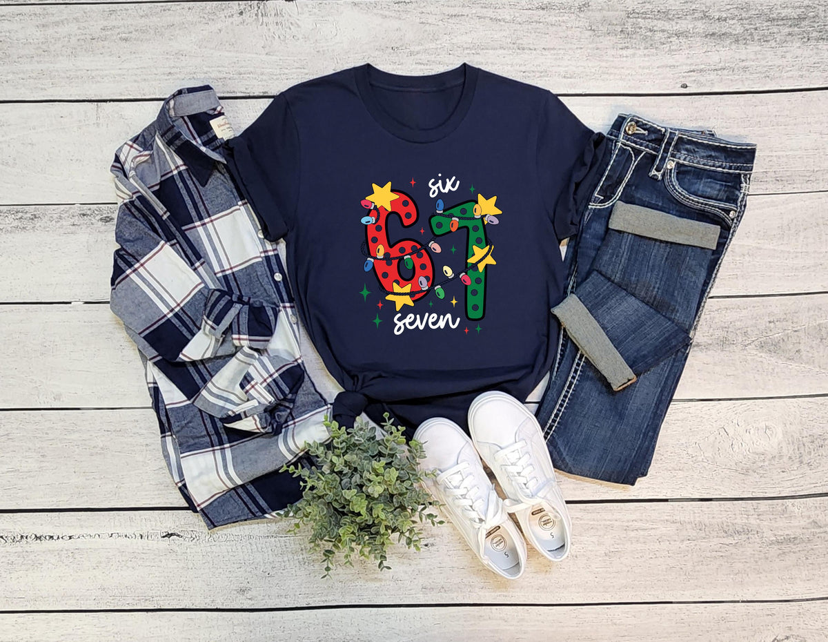Six Seven Christmas Shirt, Viral 6 7 Meme Tee, Funny Xmas Graphic T-Shirt, Social Media Humor Holiday Shirt, Viral Funny 6 7 Christmas Shirt