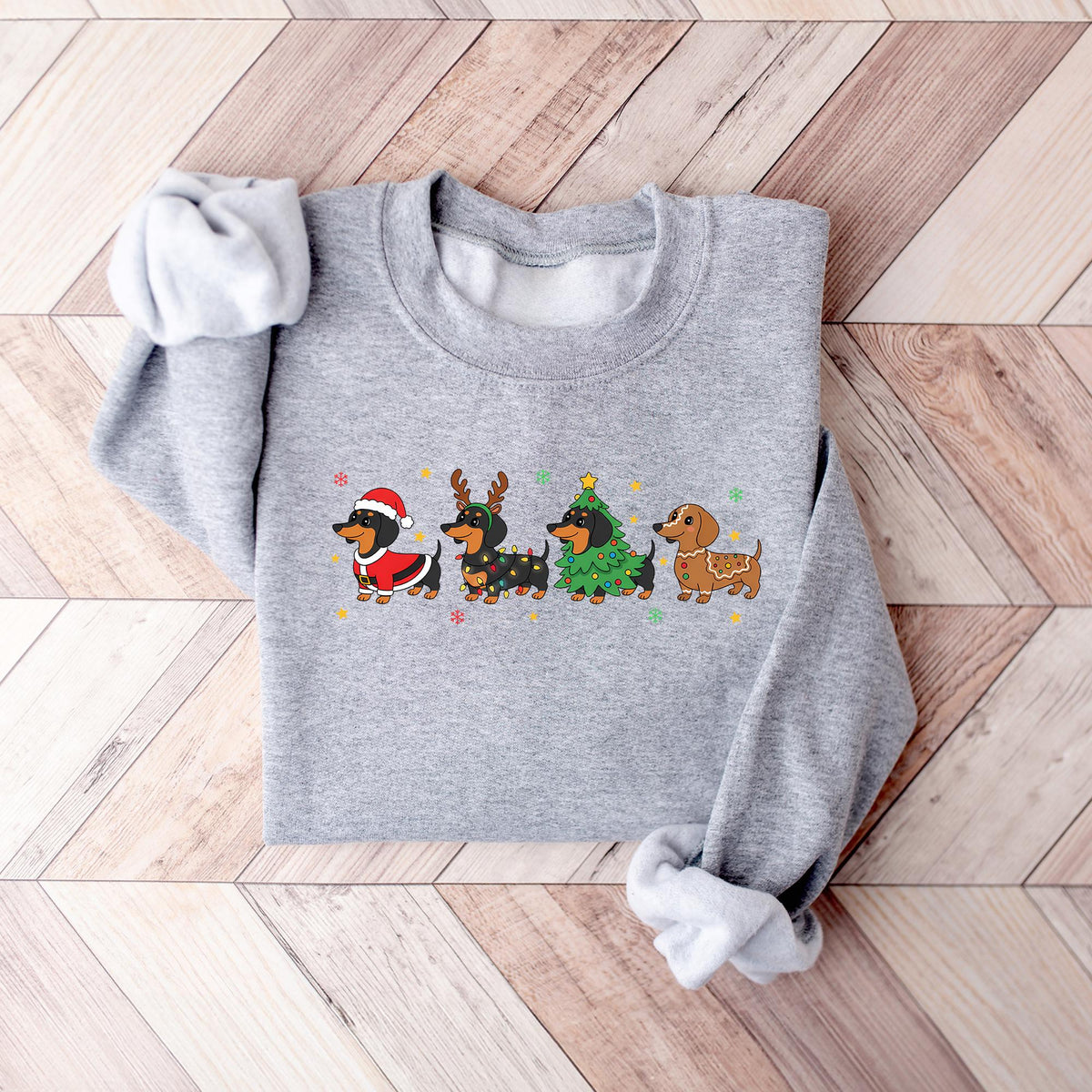 Dachshund Christmas Sweatshirt, Wiener Dog Holiday Shirt, Dog Lover Gift, Holiday Sweater, Funny Pet Lover Gift, Cute Christmas Dog T-shirts