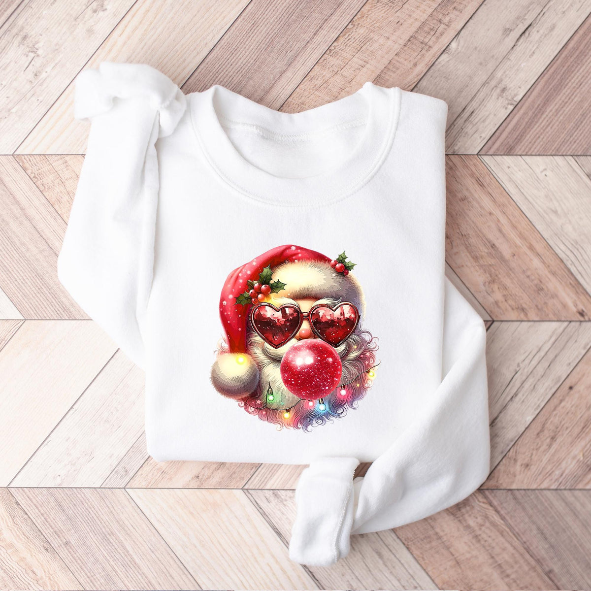 Santa Bubble Gum Christmas T-shirt, Christmas Santa Sweatshirt, Funny Christmas Gifts,  Santa Claus Christmas Sweater, Xmas Bubble Gum Shirt