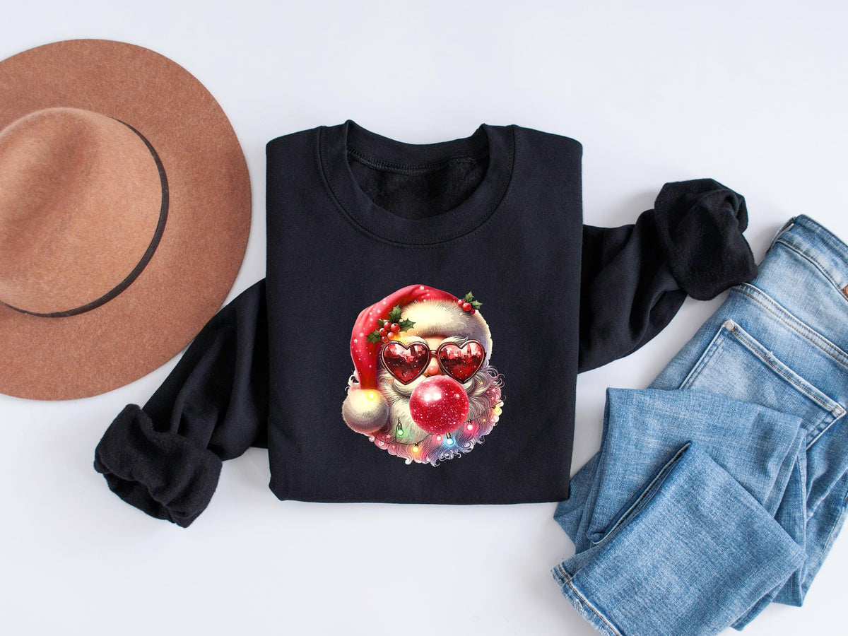 Santa Bubble Gum Christmas T-shirt, Christmas Santa Sweatshirt, Funny Christmas Gifts,  Santa Claus Christmas Sweater, Xmas Bubble Gum Shirt