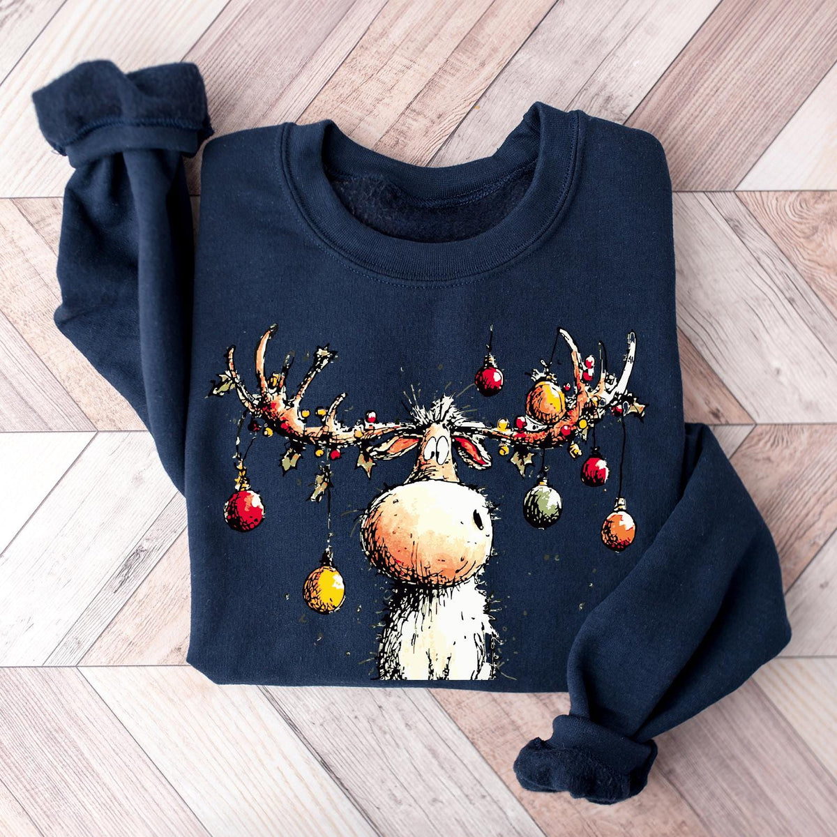 Vintage Reindeer Sweatshirt, Cute Christmas Sweatshirt, Retro Reindeer Sweatshirt, Christmas Reindeer Sweatshirt, Merry Christmas Sweatshirt