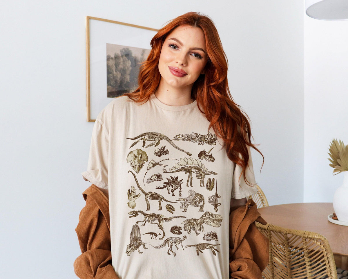 Dinosaur Skeleton T-Shirt, Dino T-Shirt, Gift for Her, Gift for him, Aesthetic Tee, Dinosaur Gifts, Dinosaur Skeleton Tee, Anatomy T-Shirt