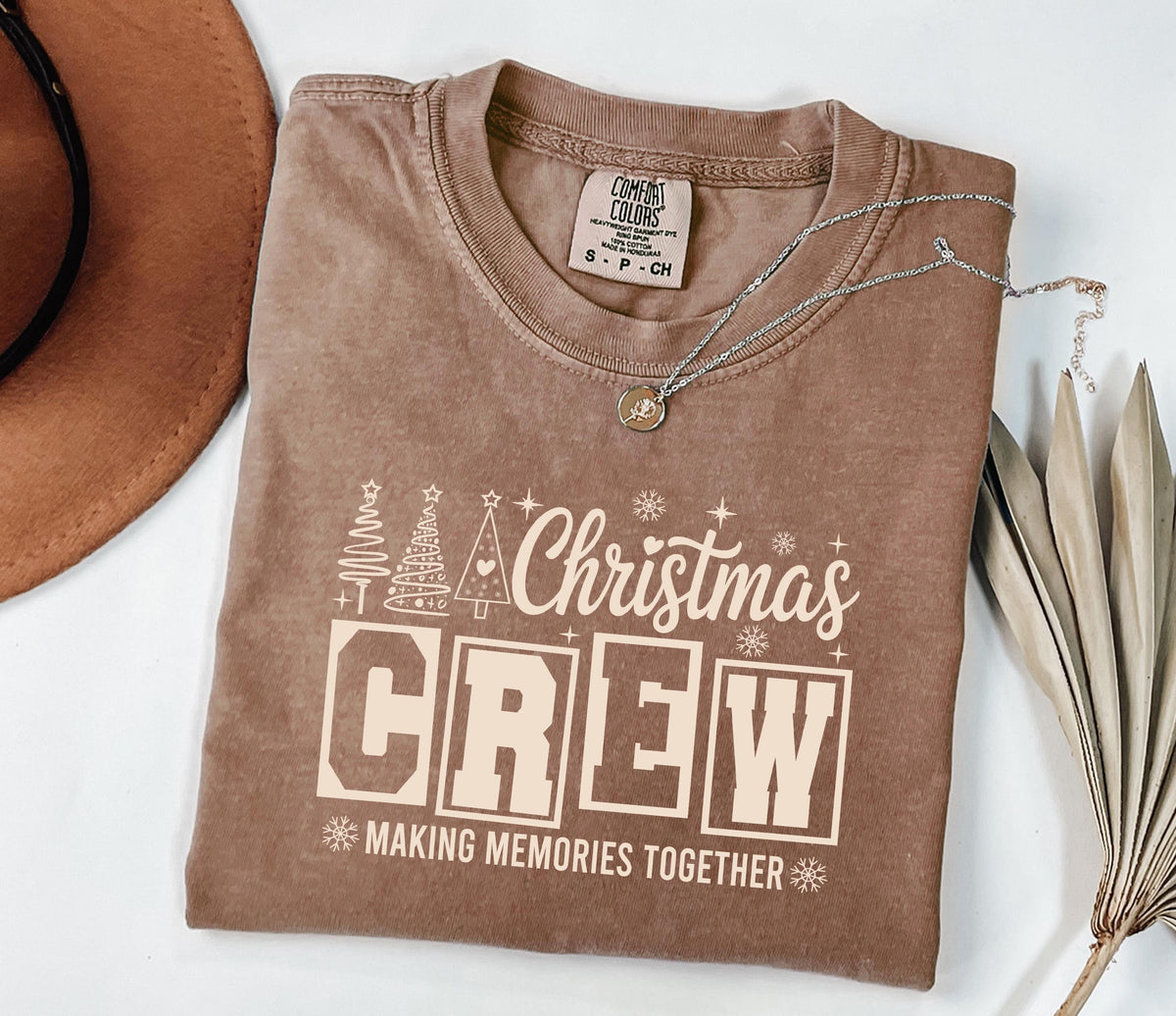 Personalized Christmas Crew Shirts, Retro Matching Family Comfort Colors® Holiday Tee, Group Xmas Gifts, Custom Name Christmas Party T-Shirt
