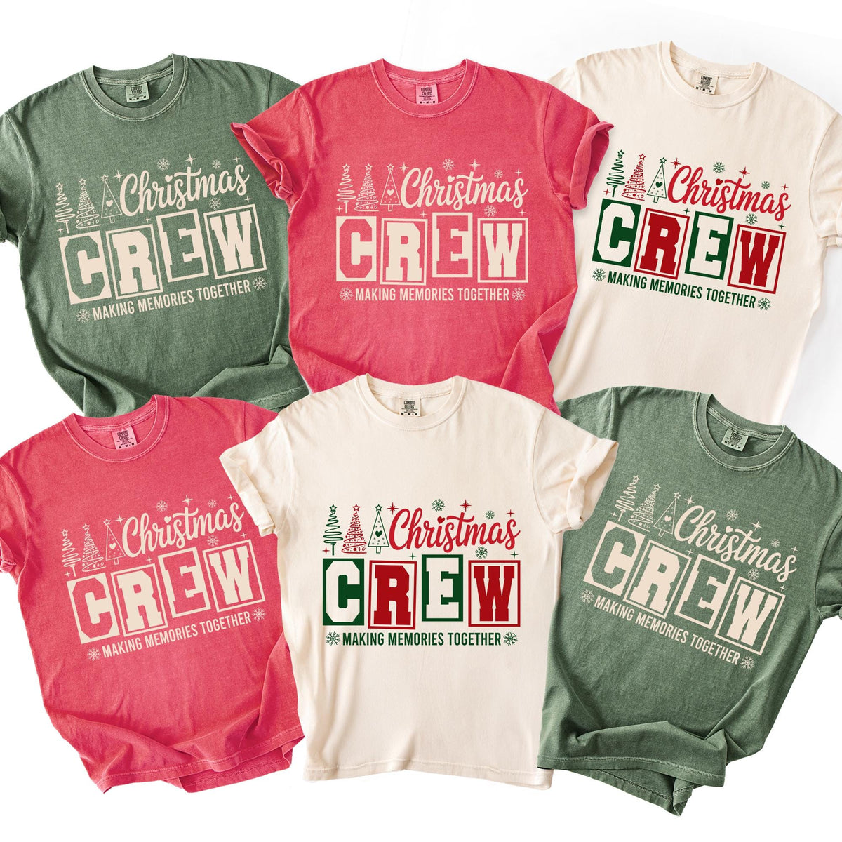 Personalized Christmas Crew Shirts, Retro Matching Family Comfort Colors® Holiday Tee, Group Xmas Gifts, Custom Name Christmas Party T-Shirt