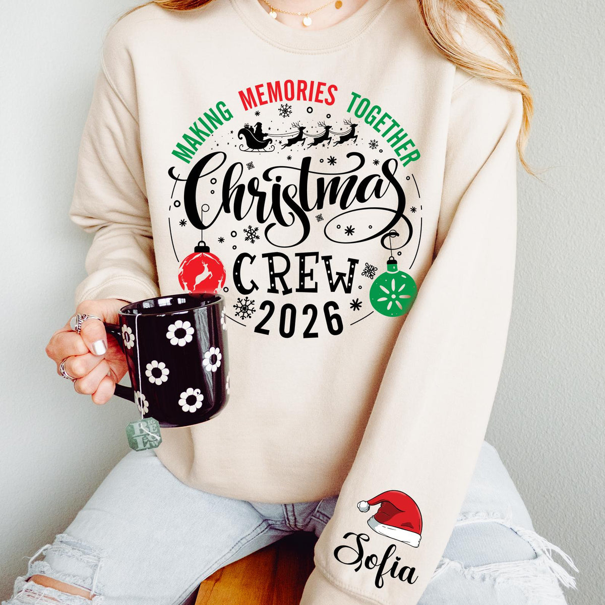 Custom Christmas Crew Sweatshirt- Matching Family Holiday T-shirt, Xmas Pajamas Top, Toddler Sweater, Custom Family Name, Matching Christmas