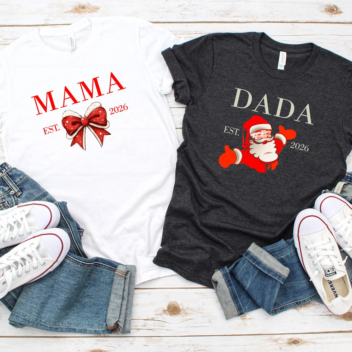 Christmas First Birthday T-Shirts For Family, Santa 1st Birthday Party Outfit, Mama Dada Shirts, Custom Tee, Matching Couple Gift, Xmas Gift