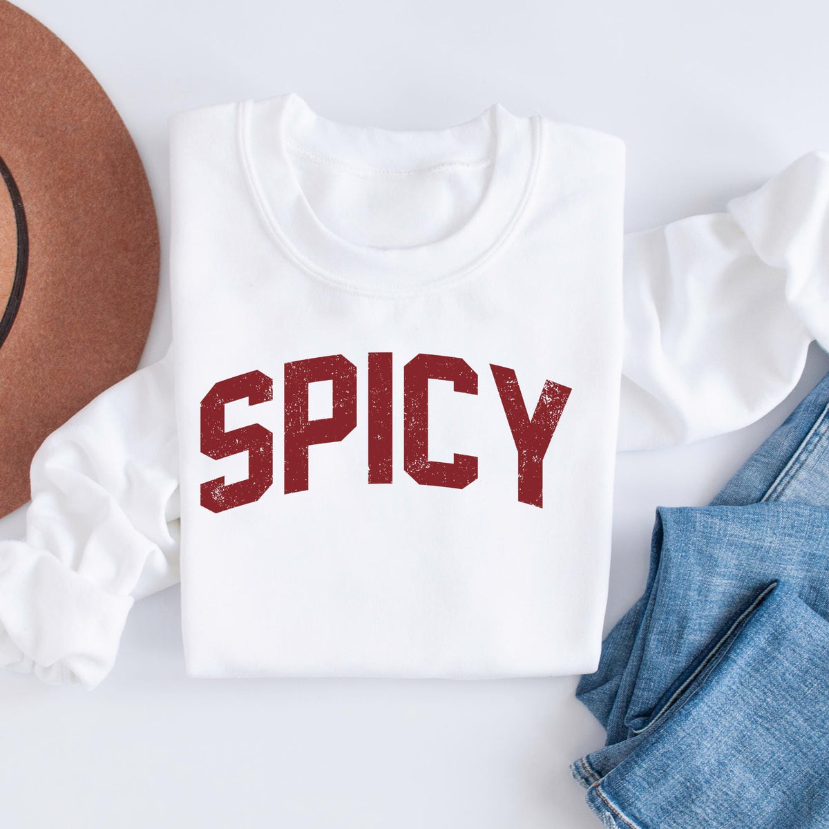 Spicy Crewneck Varsity Sweatshirt, Funny Sweatshirt, Gifted For Her, Cute Sweatshirts For Women, Cozy Sweatshirts, Sarcastic Sassy T-shirts