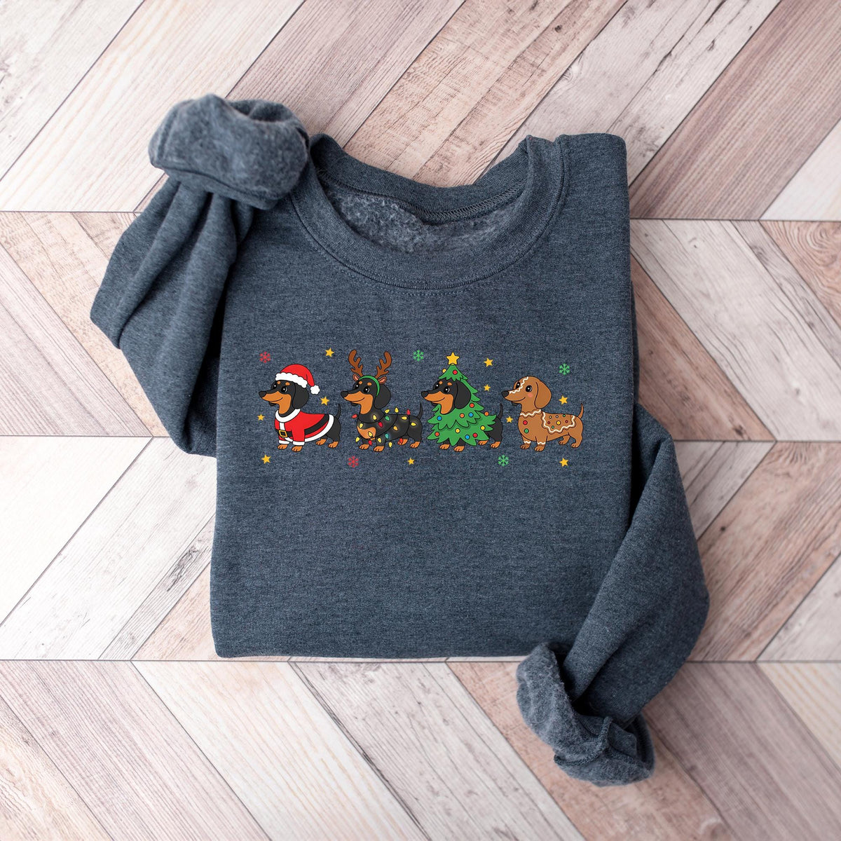 Dachshund Christmas Sweatshirt, Wiener Dog Holiday Shirt, Dog Lover Gift, Holiday Sweater, Funny Pet Lover Gift, Cute Christmas Dog T-shirts