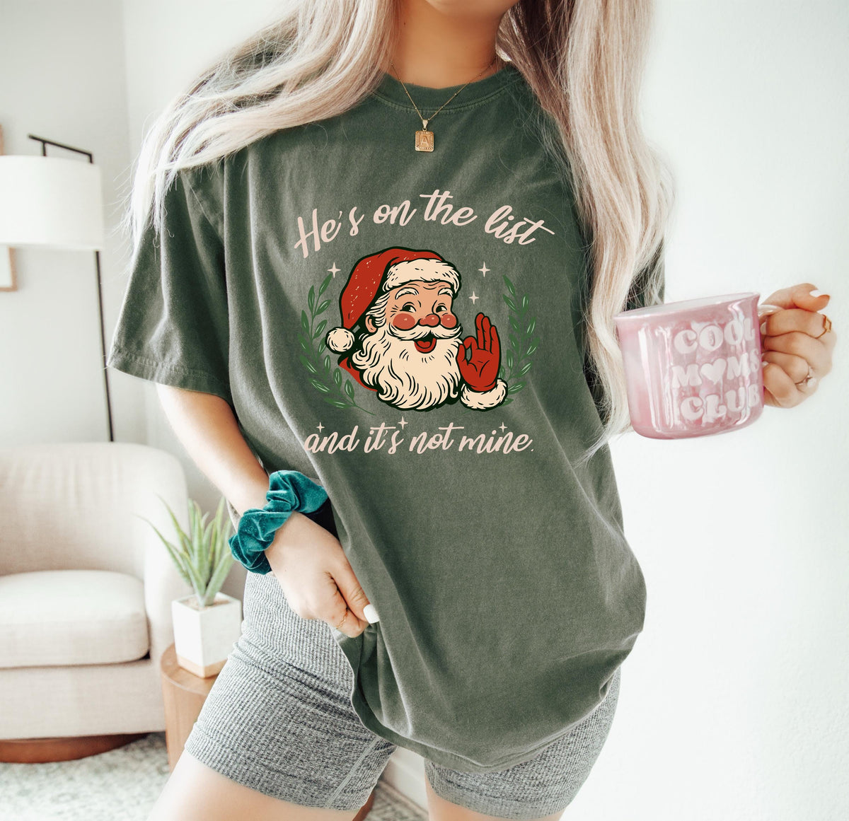 Anti Trump Santa Claus T-shirt, Comfort Colors® FDT Xmas Shirt, He's On The List Holiday Shirts, Subtle Protest Xmas Tee, Christmas T-shirts