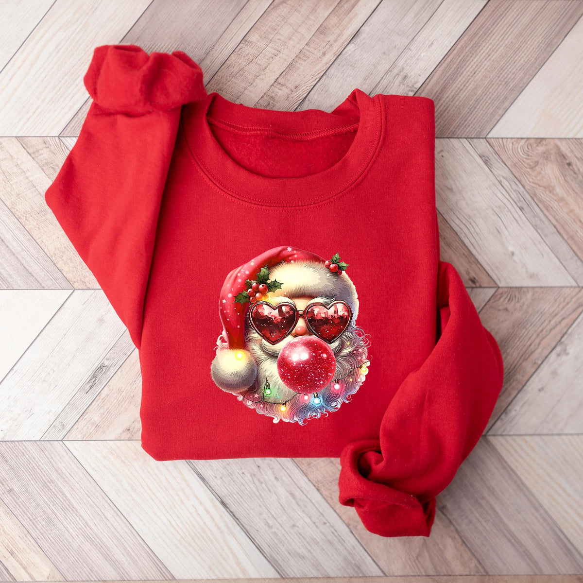 Santa Bubble Gum Christmas T-shirt, Christmas Santa Sweatshirt, Funny Christmas Gifts,  Santa Claus Christmas Sweater, Xmas Bubble Gum Shirt