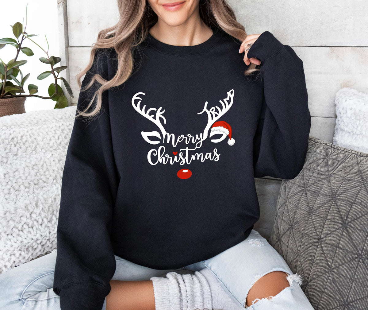Subtle Anti Trump Merry Christmas Raindeer Sweatshirt, Trump Xmas Sweater, Protest Maga Shirt, Funny Political Shirts, Anti Trump Sweatshirt