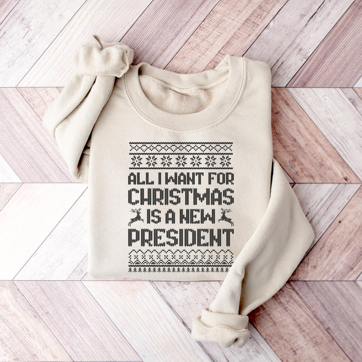 All I Want for Christmas Is A New President Sweatshirt, Subtle FDT T-Shirt, Sarcastic Christmas Ugly Pattern Sweatshirt, Holiday Sweatshirts