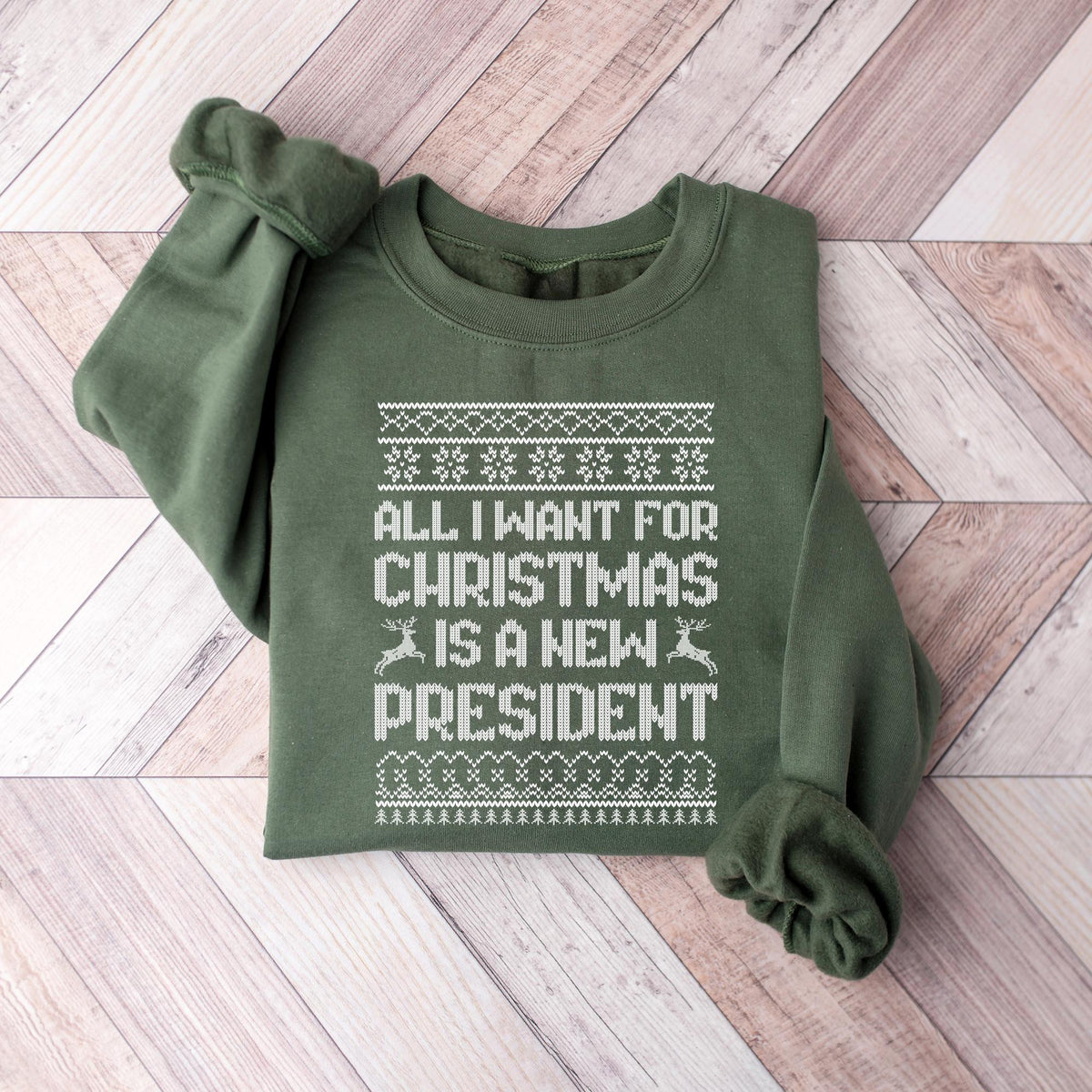 All I Want for Christmas Is A New President Sweatshirt, Subtle FDT T-Shirt, Sarcastic Christmas Ugly Pattern Sweatshirt, Holiday Sweatshirts