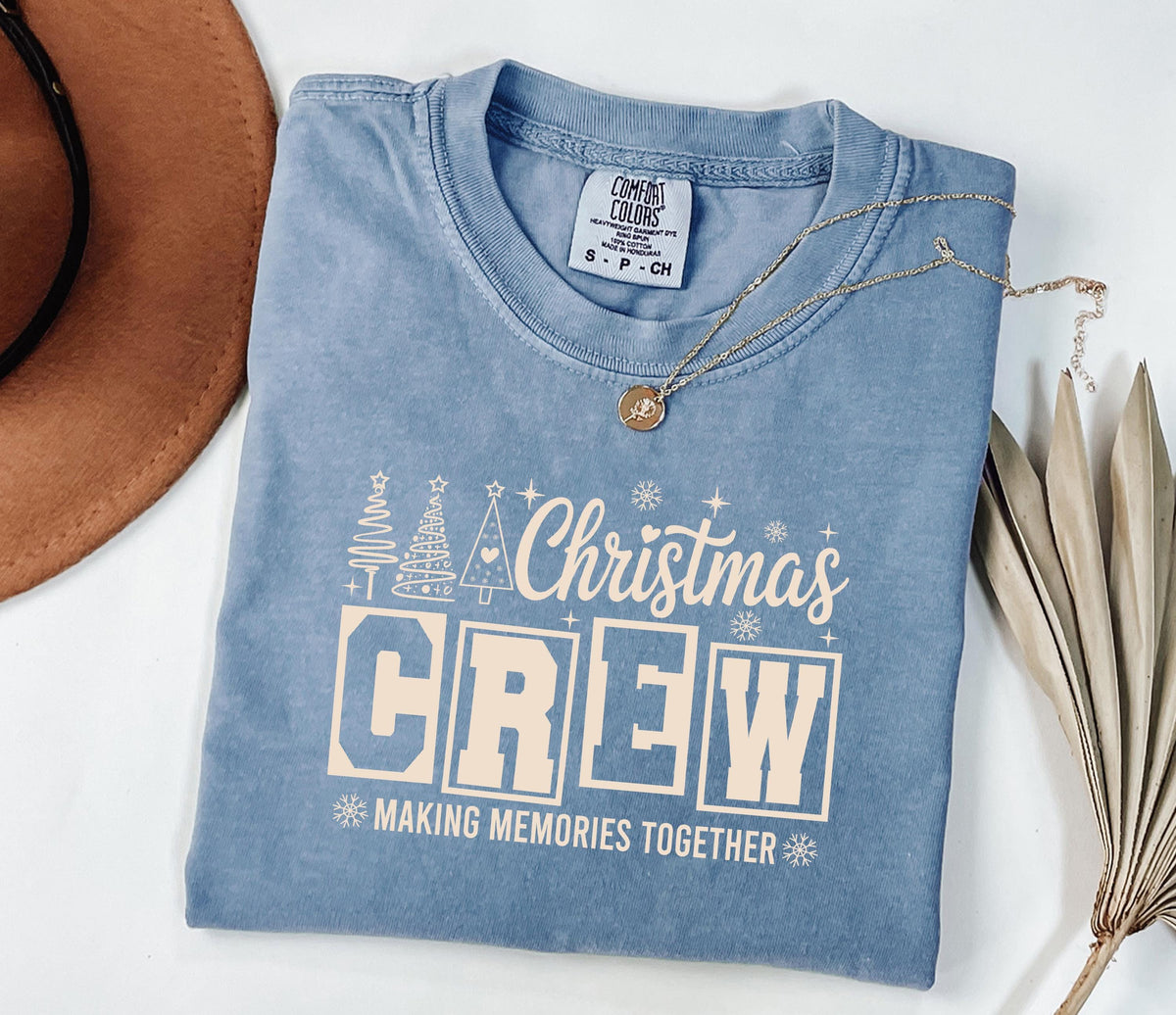 Personalized Christmas Crew Shirts, Retro Matching Family Comfort Colors® Holiday Tee, Group Xmas Gifts, Custom Name Christmas Party T-Shirt