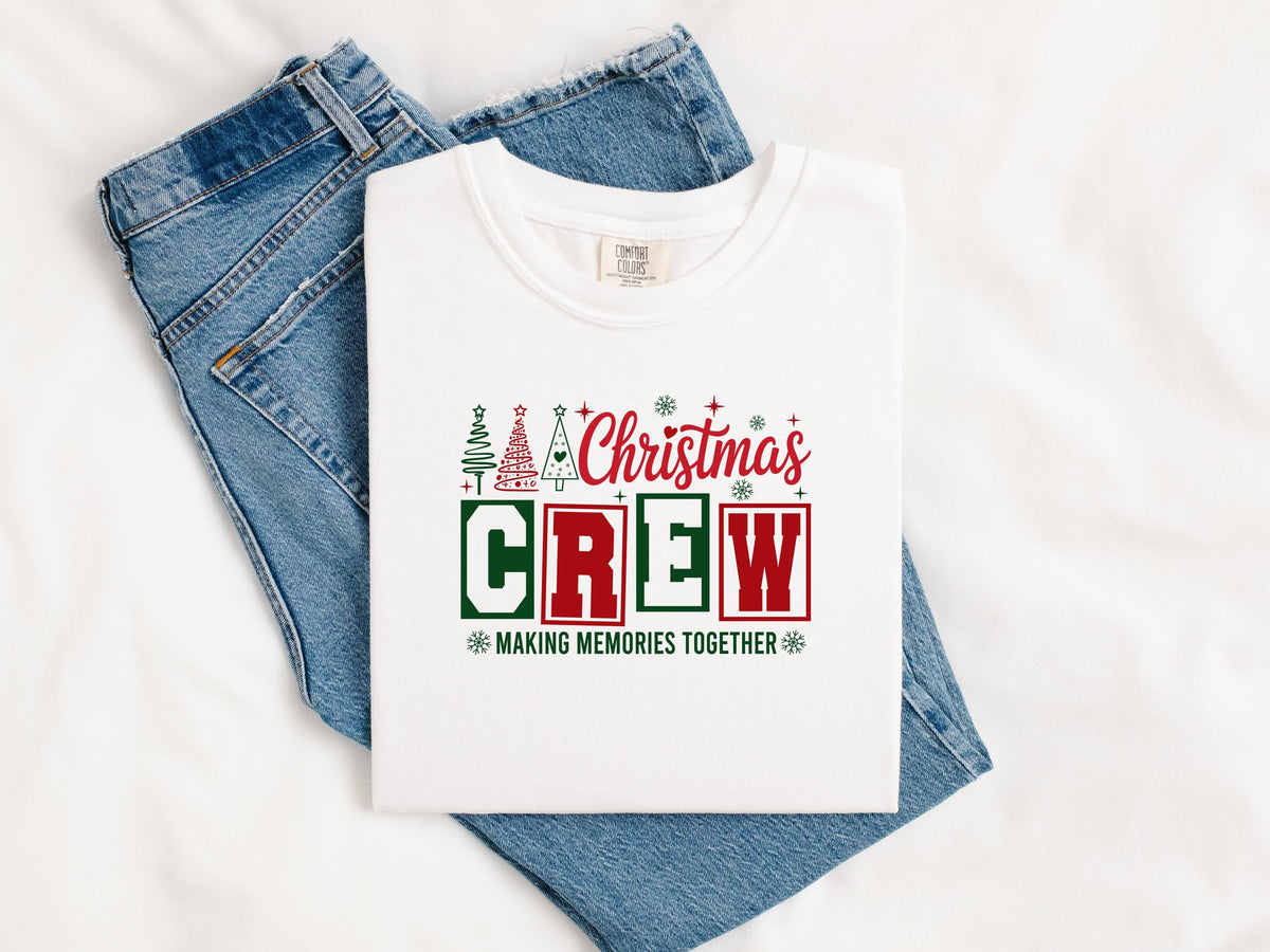 Personalized Christmas Crew Shirts, Retro Matching Family Comfort Colors® Holiday Tee, Group Xmas Gifts, Custom Name Christmas Party T-Shirt