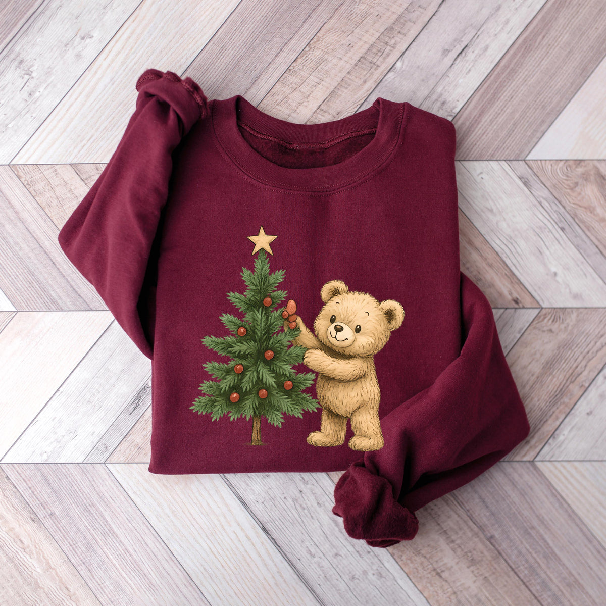 Christmas Tree and Bear Sweatshirt, Bear Christmas Sweatshirt, Merry Christmas, Cute Christmas Sweatshirt, Holiday Sweater, Christmas Tshirt