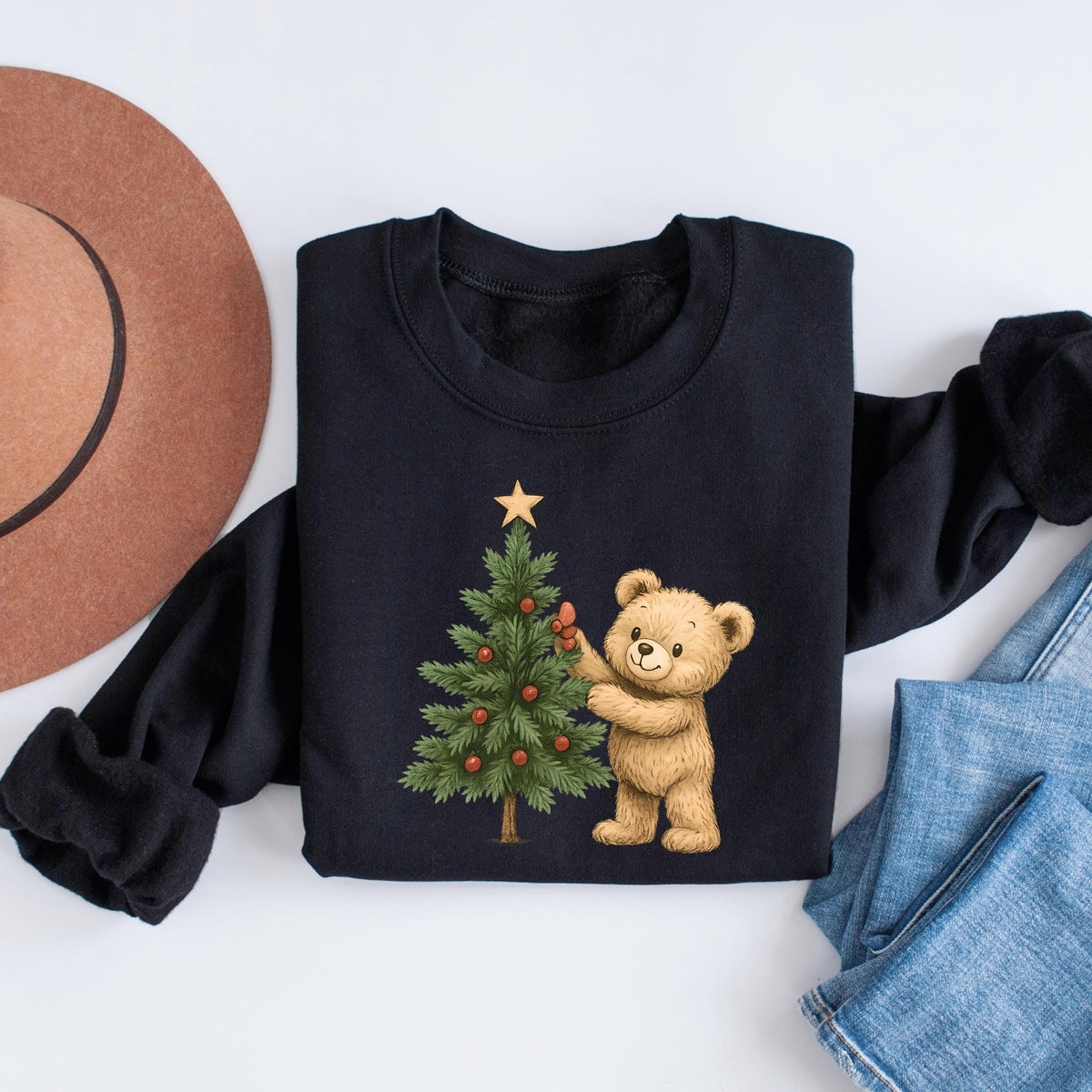 Christmas Tree and Bear Sweatshirt, Bear Christmas Sweatshirt, Merry Christmas, Cute Christmas Sweatshirt, Holiday Sweater, Christmas Tshirt