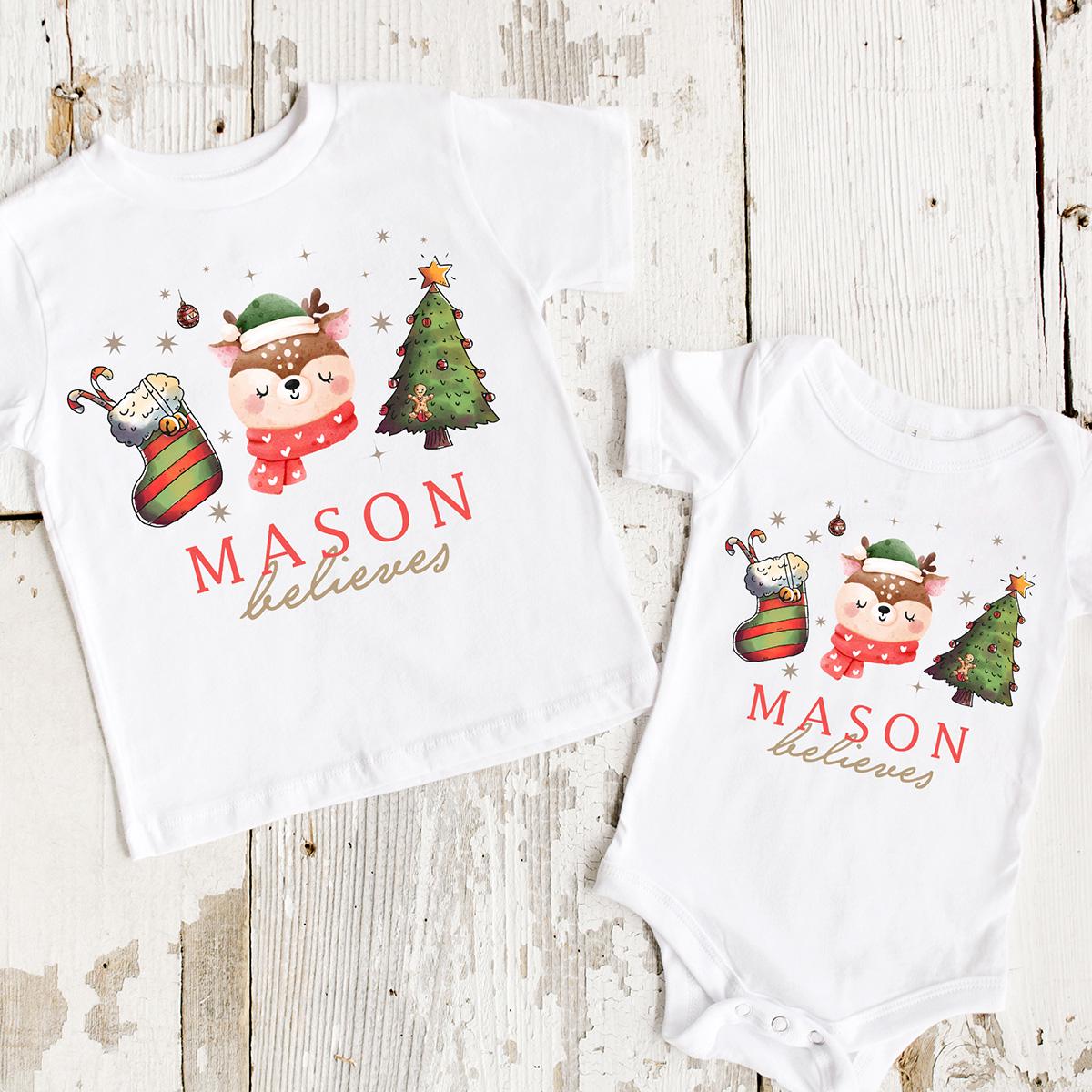 Personalised Family Matching Christmas Jumper Matching Christmas Sweatshirts, Believes Christmas Jumper Adult and Child Matching, Christmas