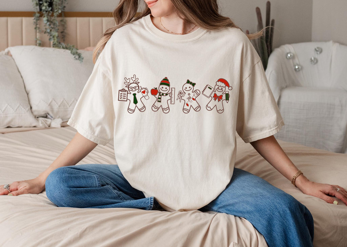 Gingerbread Teacher Christmas Shirt, Comfort Colors® Holiday Tee for Teacher Shirts, School Staff, Teacher Tee for Teachers, Christmas Gifts