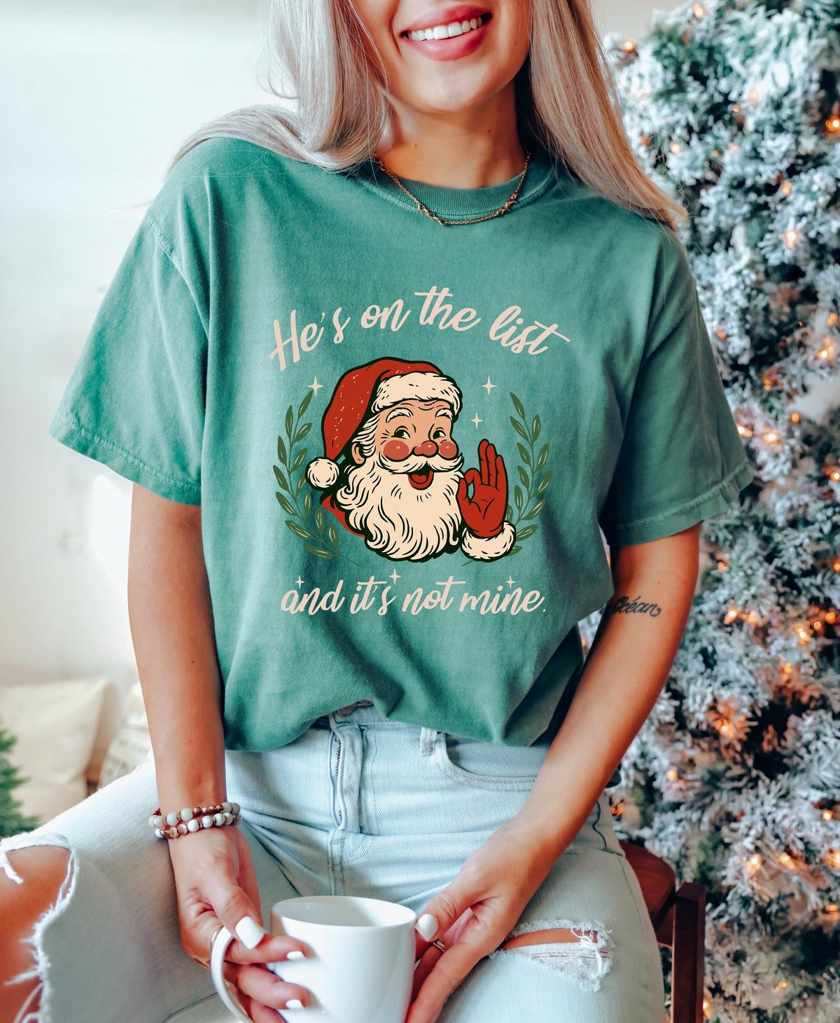 Anti Trump Santa Claus T-shirt, Comfort Colors® FDT Xmas Shirt, He's On The List Holiday Shirts, Subtle Protest Xmas Tee, Christmas T-shirts