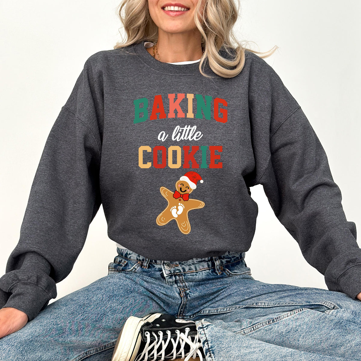 Growing A Little Cookie Sweatshirt, Maternity Christmas Hoodie, Christmas Pregnancy Announcement T-shirt, New Mom Gifts, Funny Baby T-shirts