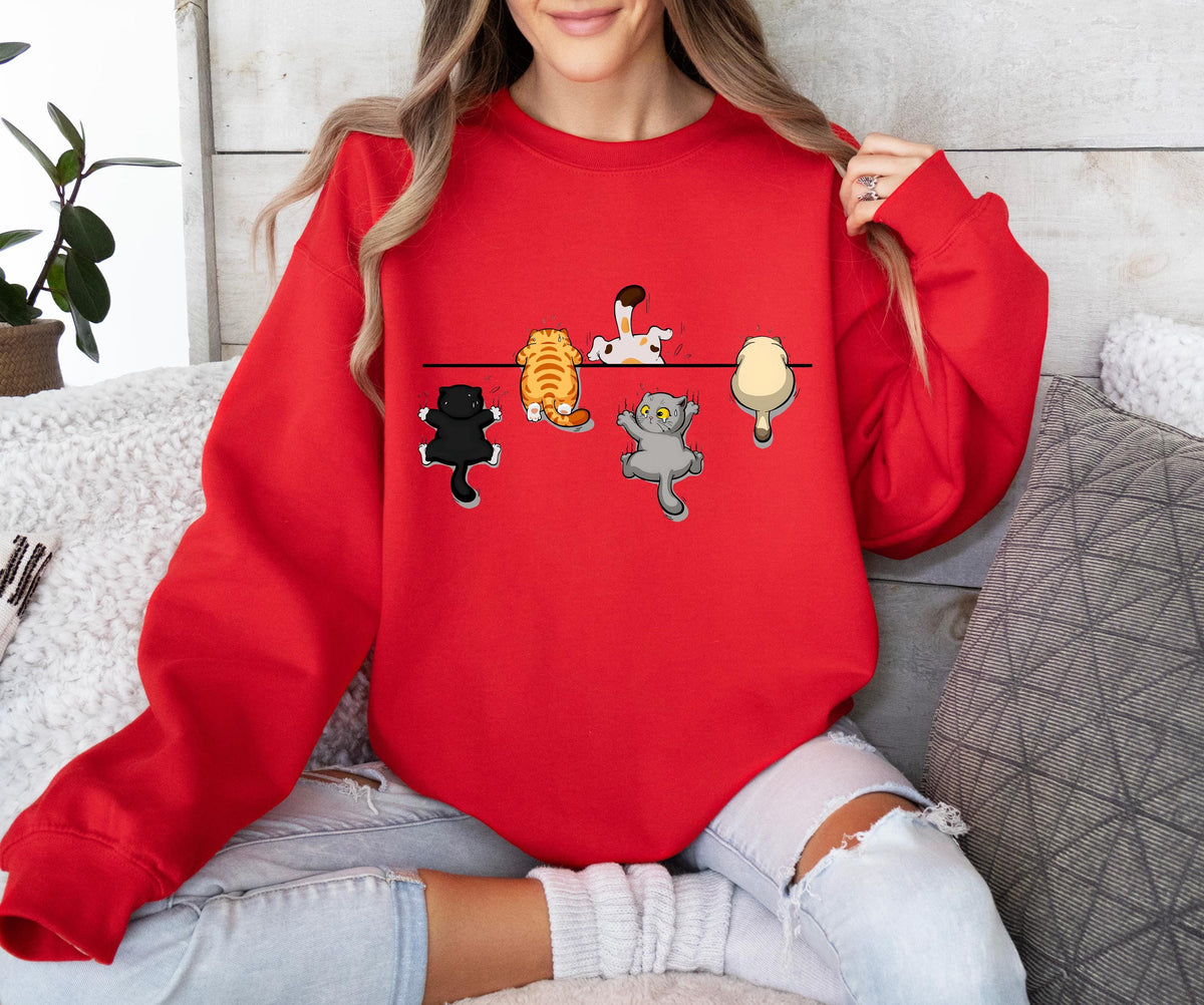 Cat Lover Sweatshirt, Cute Cat Sweatshirt, Black Cat Shirt, Cat Peeking Sweatshirt, Womens Funny Sweater, Cat Mom Shirt, Gift for Cats Lover