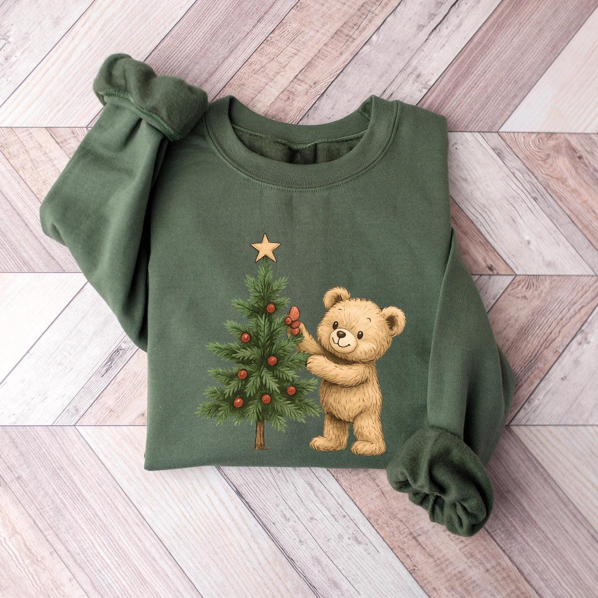 Christmas Tree and Bear Sweatshirt, Bear Christmas Sweatshirt, Merry Christmas, Cute Christmas Sweatshirt, Holiday Sweater, Christmas Tshirt