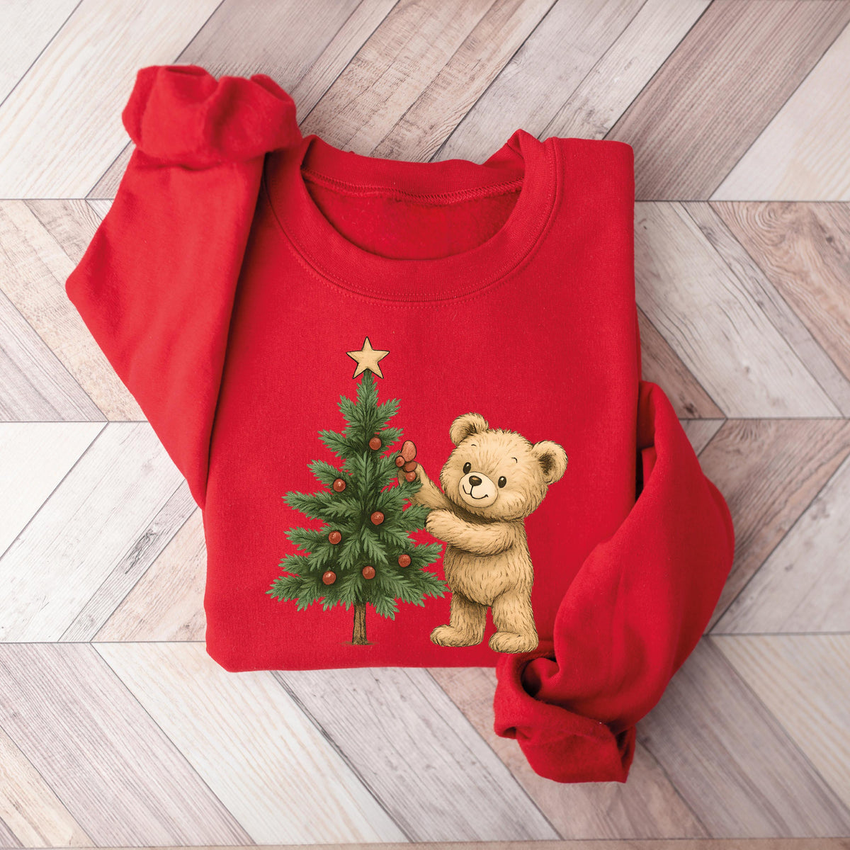 Christmas Tree and Bear Sweatshirt, Bear Christmas Sweatshirt, Merry Christmas, Cute Christmas Sweatshirt, Holiday Sweater, Christmas Tshirt