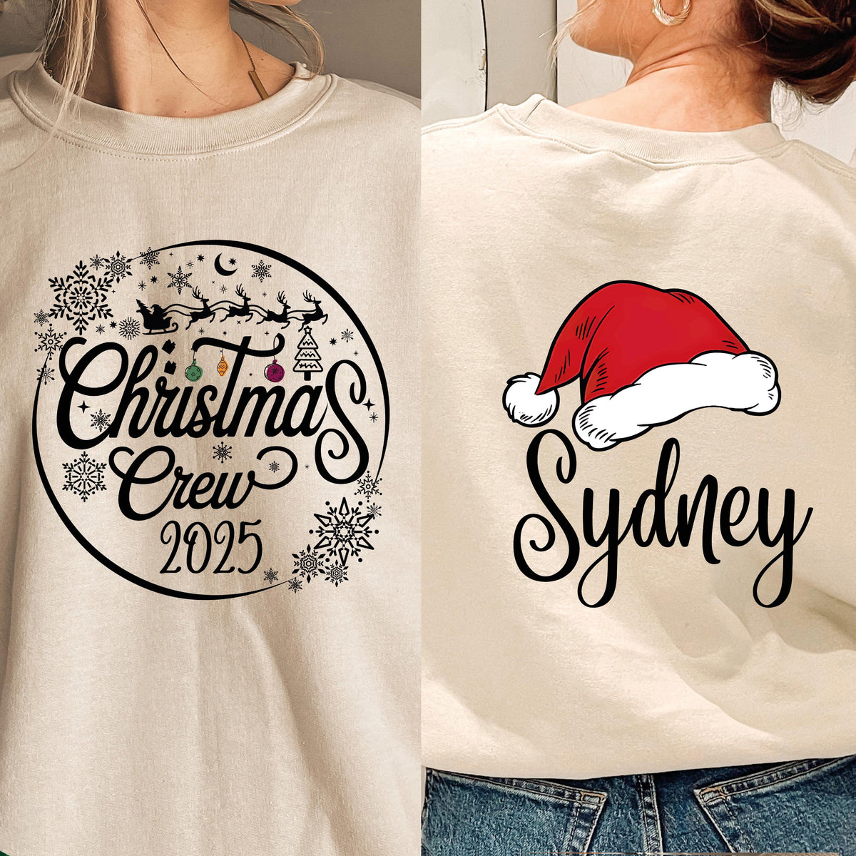Christmas Crew Sweatshirts, Personalized Matching Family Shirt, Xmas T-shirt Top, Matching Family T-shirt, Christmas Gifts, Family Christmas