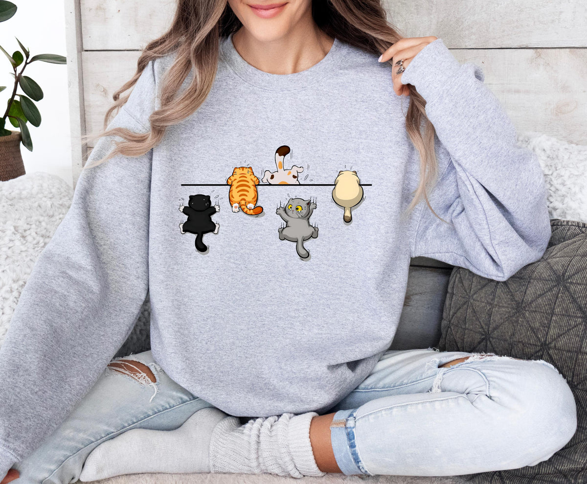 Cat Lover Sweatshirt, Cute Cat Sweatshirt, Black Cat Shirt, Cat Peeking Sweatshirt, Womens Funny Sweater, Cat Mom Shirt, Gift for Cats Lover