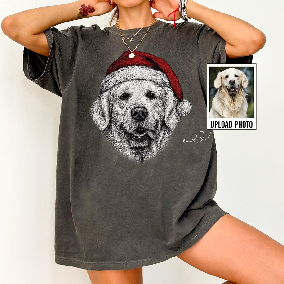 Custom Christmas Pet Face Comfort Color® Shirt