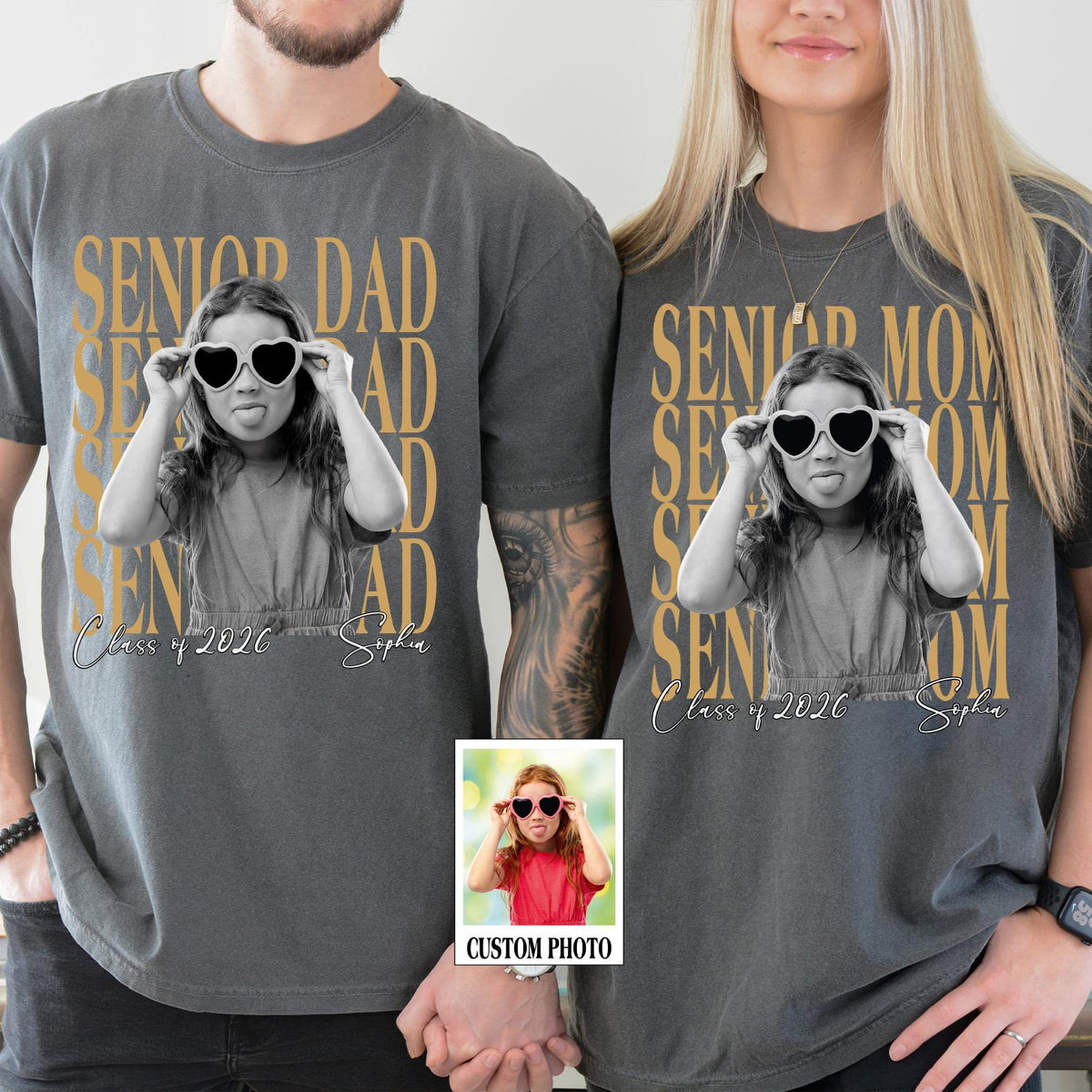 Personalised Vintage Photo Senior Dad Senior Mom Shirt 2026