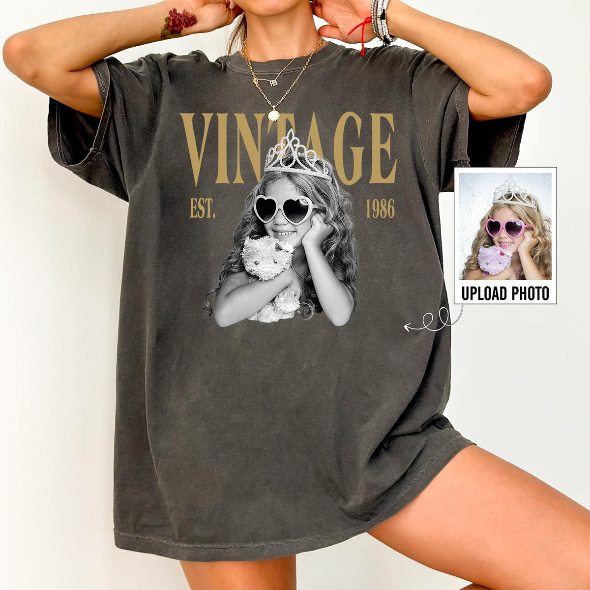 Personalised Vintage Photo And Year Shirt