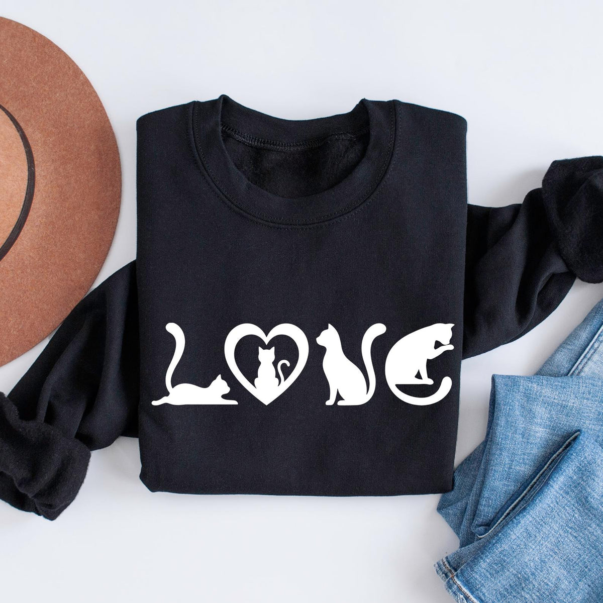 Cat Sweatshirt, Cat Love Shirt, Black Cat Mom Shirt, Gift For Cat Lover, Grandma Shirts, Cat Lover Girls Shirt, Christmas Gift For Cat Lover