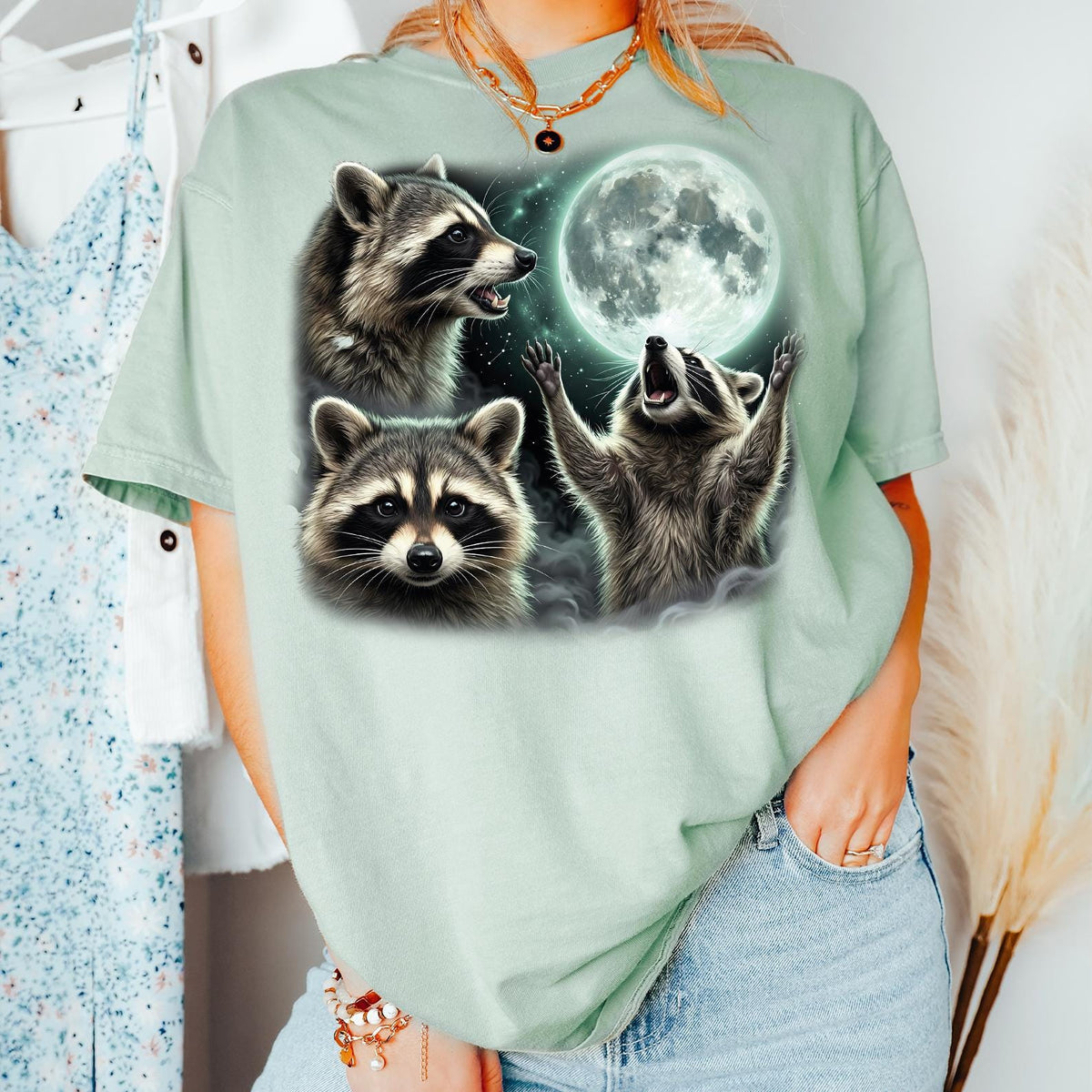 Three Raccoons Retro Graphic T-shirts