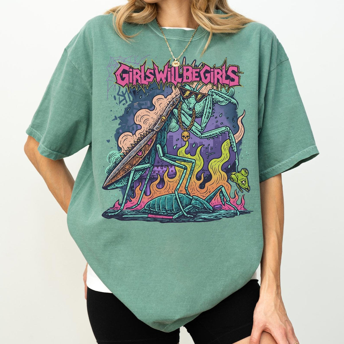 Comfort Colors® Girls Will Be Girls Praying Mantis Shirt