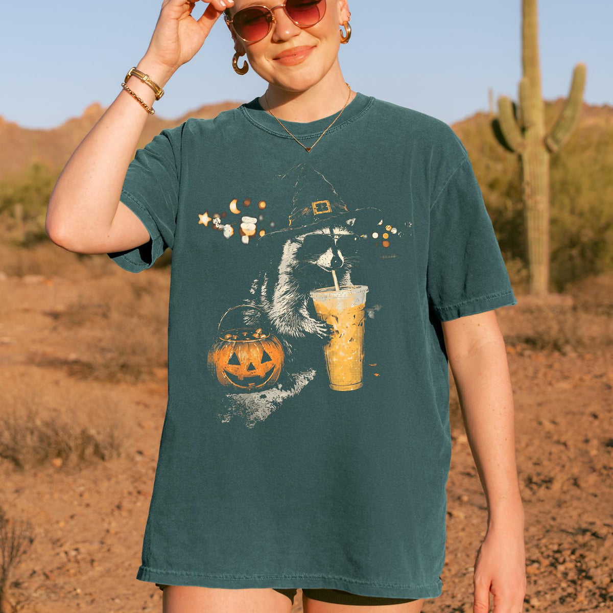 Halloween Raccoon Drinking Coffee Slush Unisex T-Shirt