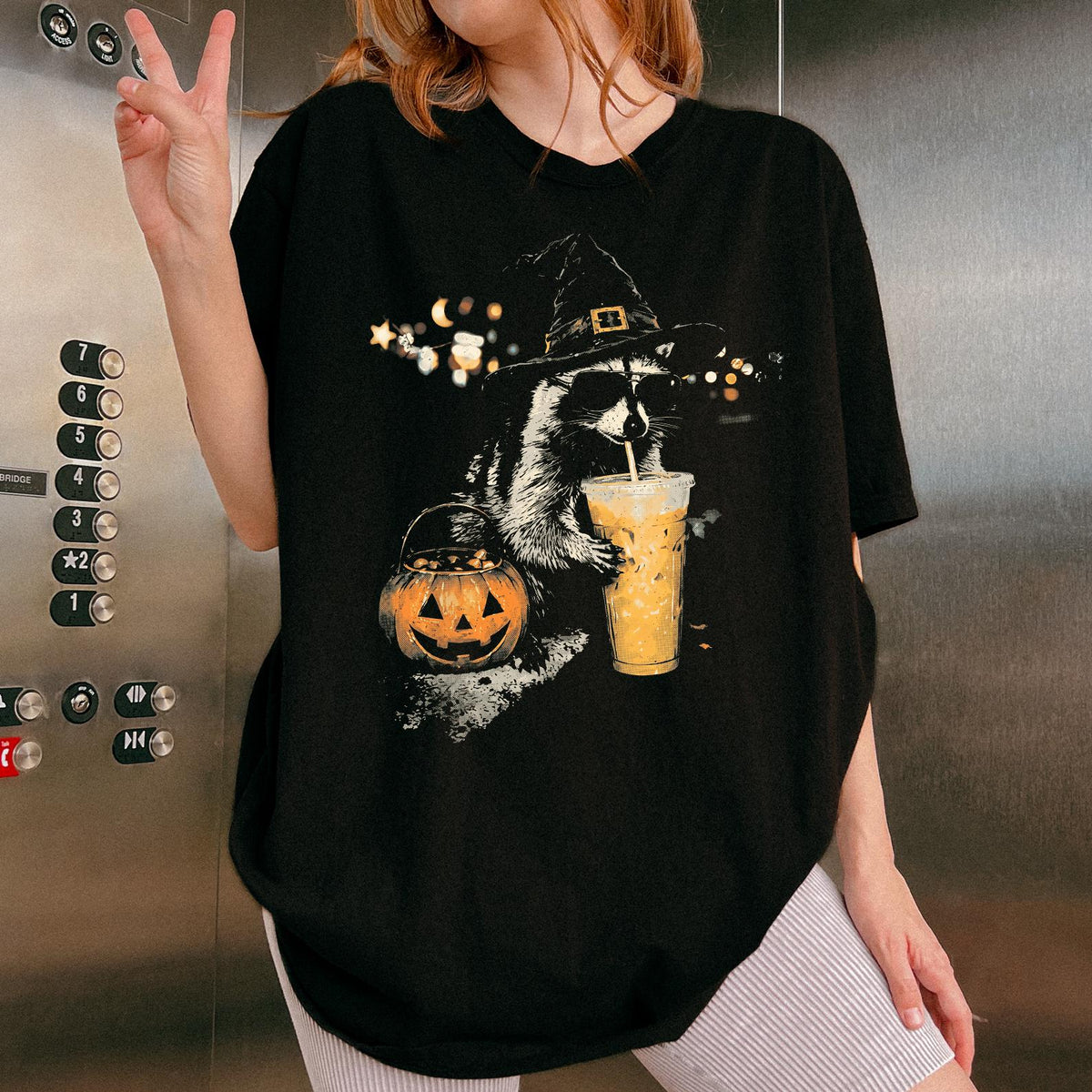 Halloween Raccoon Drinking Coffee Slush Unisex T-Shirt