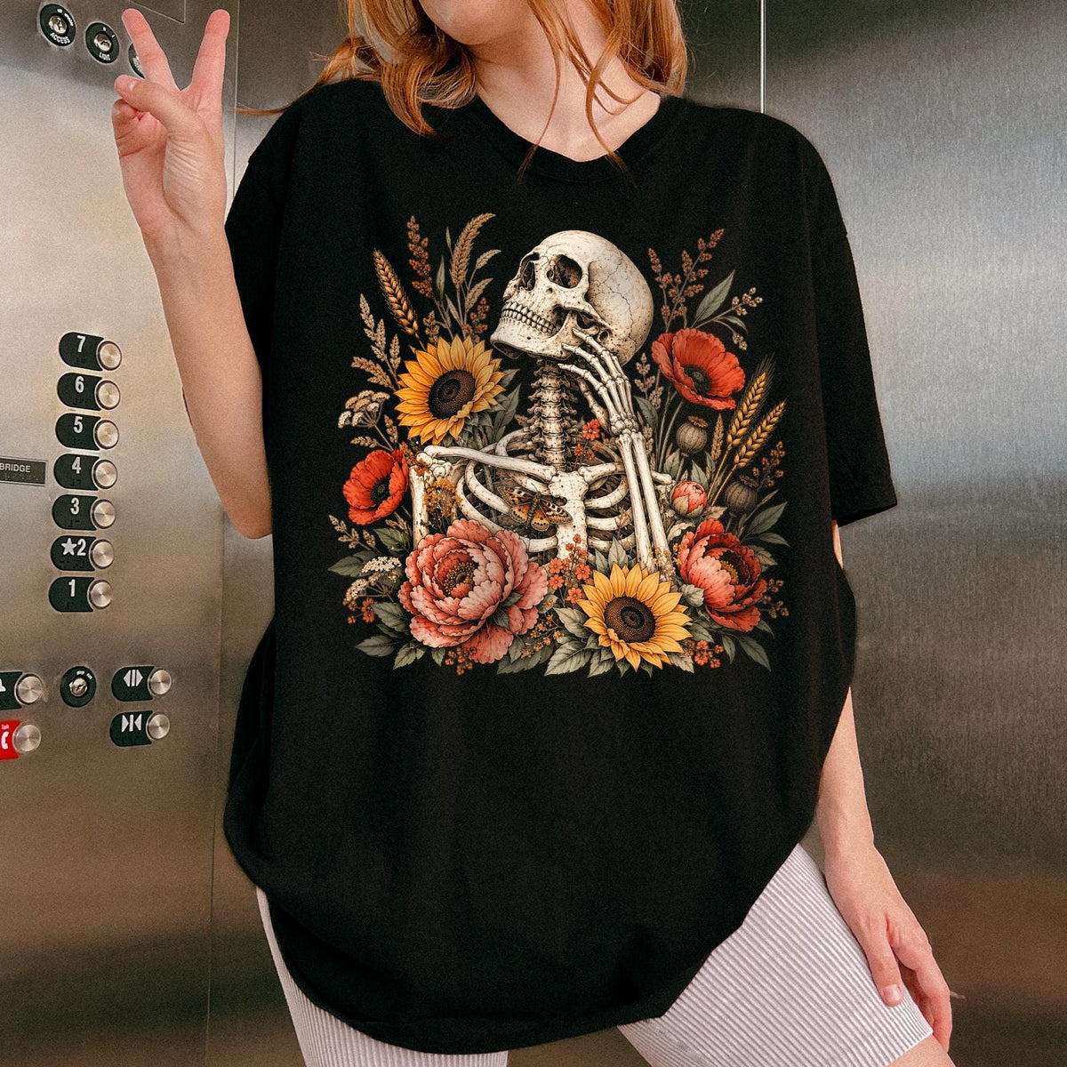 Dark Botanical Skeleton Shirt