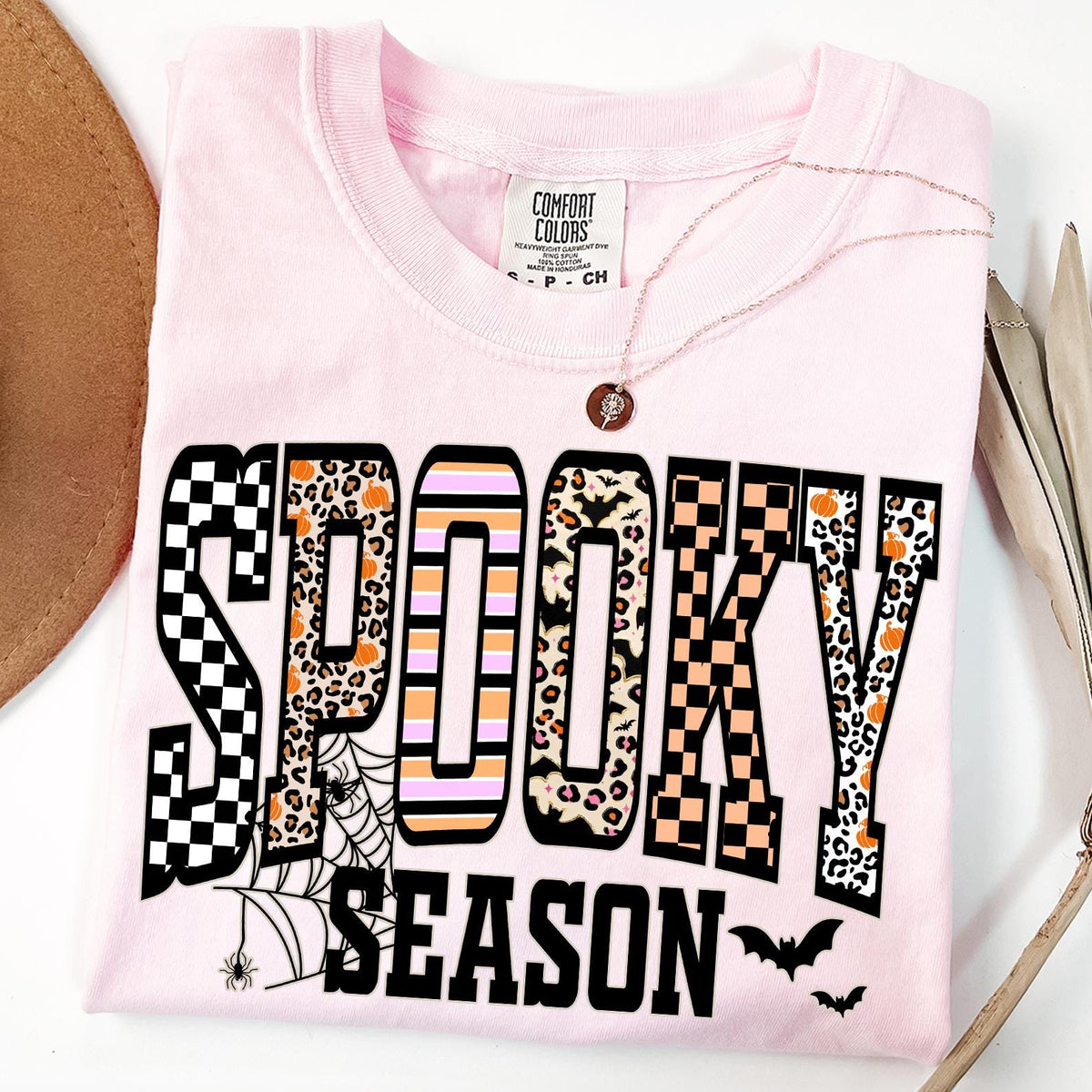 Leopard Spooky Season Sweatshirt, Retro Halloween Pumpkin Hoodie, Checked Autumn Apparel, Comfort Colors®, Fall Season Gift, Halloween Gifts