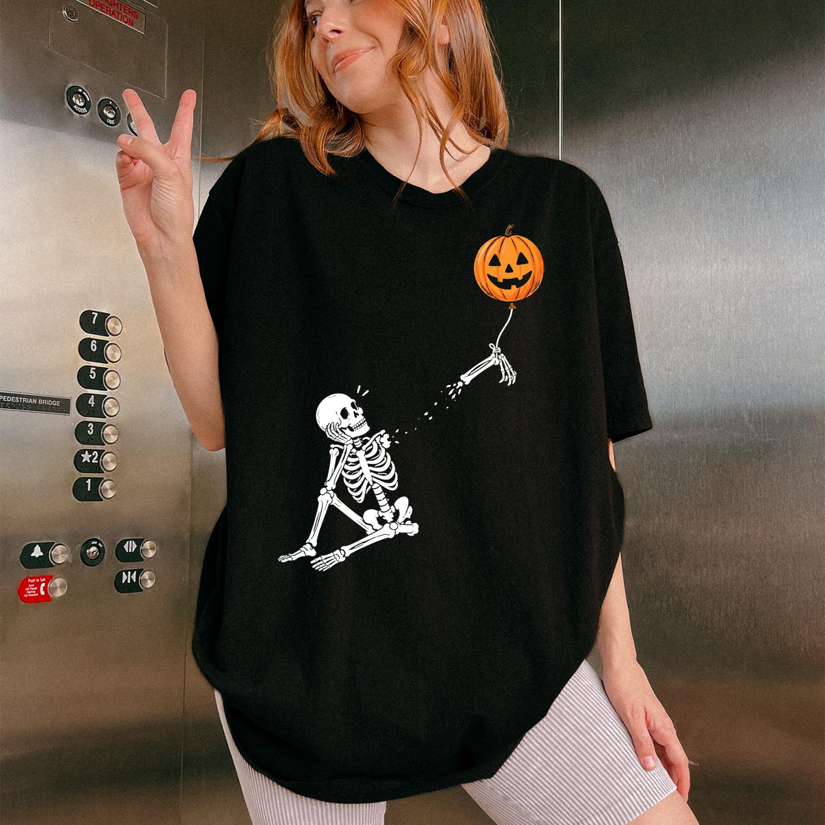 Well Shit Skeleton Halloween T-Shirt, Funny Pumpkin Balloon Graphic Shirt, Black Unisex Shirt, Comfort Colors®, Graphic T-shirt, Spooky Gift