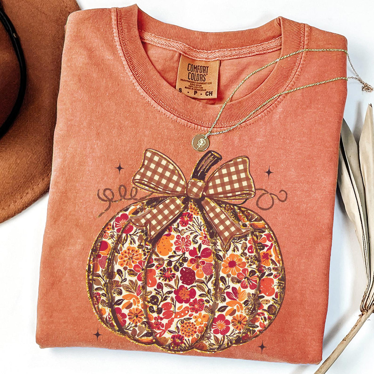 Floral Pumpkin Shirt, Coquette Bow Shirt, Pumpkin Season Shirt, Fall Pumpkin T-shirt, Thanksgiving T-shirt, Pumpkin Season Tees, Autumn Gift