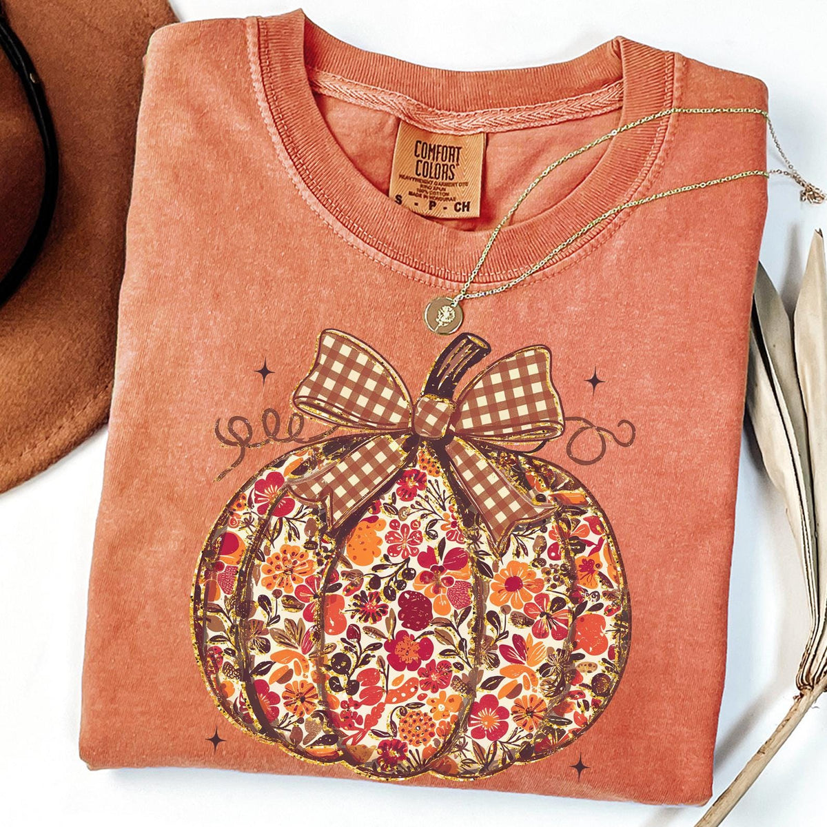 Floral Pumpkin Shirt, Coquette Bow Shirt, Pumpkin Season Shirt, Fall Pumpkin T-shirt, Thanksgiving T-shirt, Pumpkin Season Tees, Autumn Gift