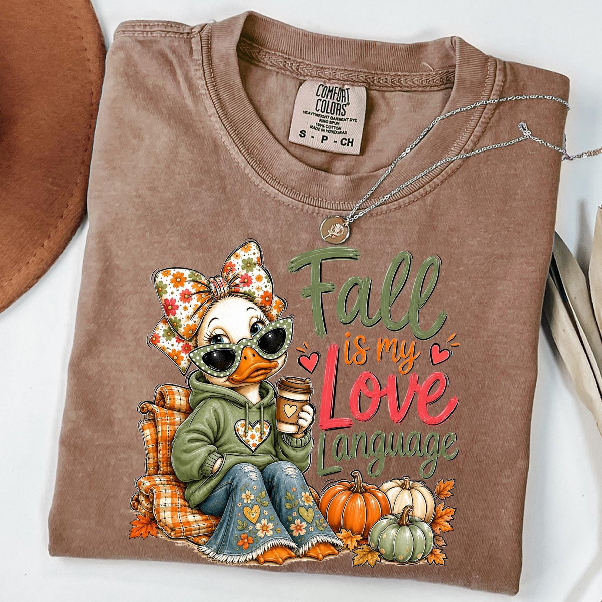 Fall Is My Love Language T-shirt, Funny Autumn Duck T-shirt, Pumpkin Season Graphic, Thanksgiving Shirt, Cute Autumn T-shirt, Comfort Color®