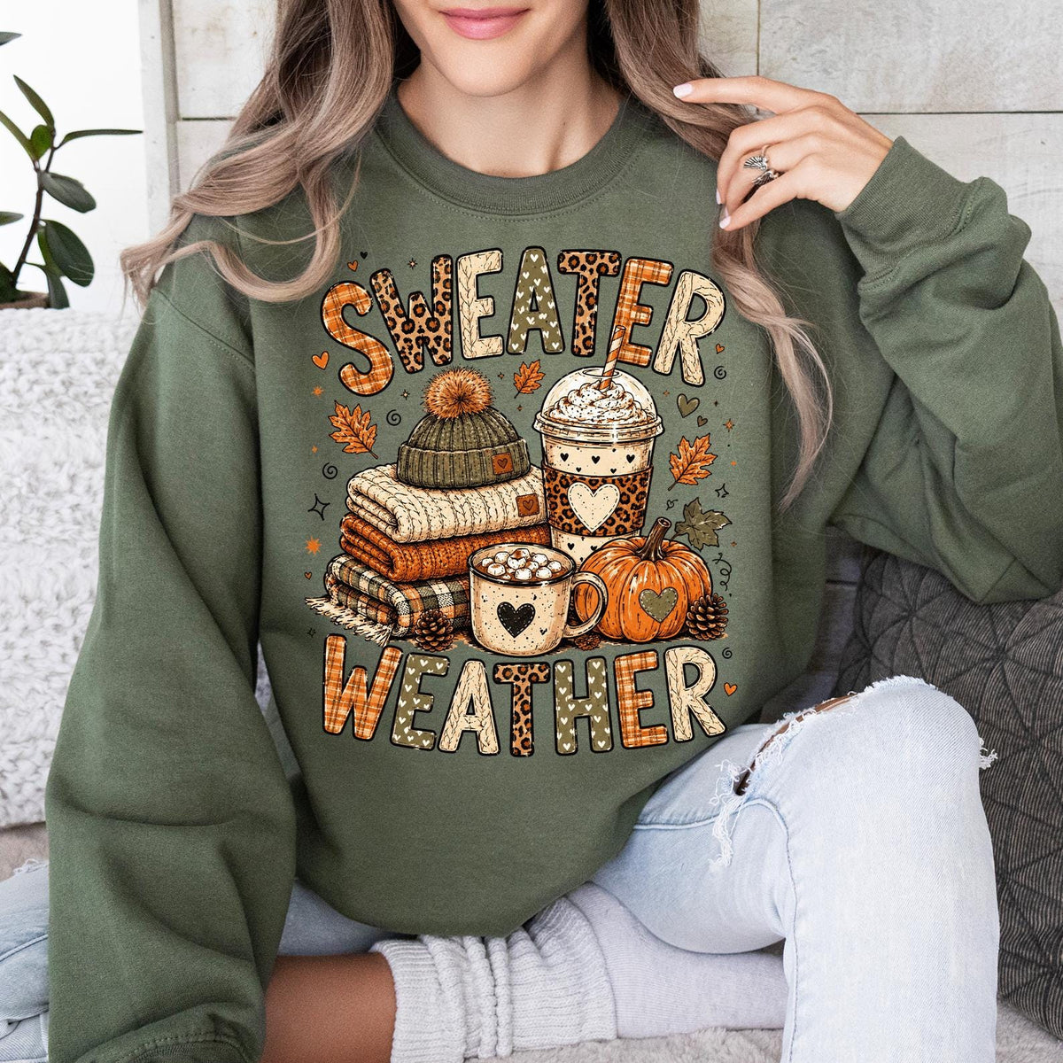 Sweater Weather Shirt, Cozy Fall Sweater, Autumn Pumpkin Shirt, Thanksgiving Sweatshirt, Cute Fall Season Graphic Sweatshirt, Autumn Pumpkin