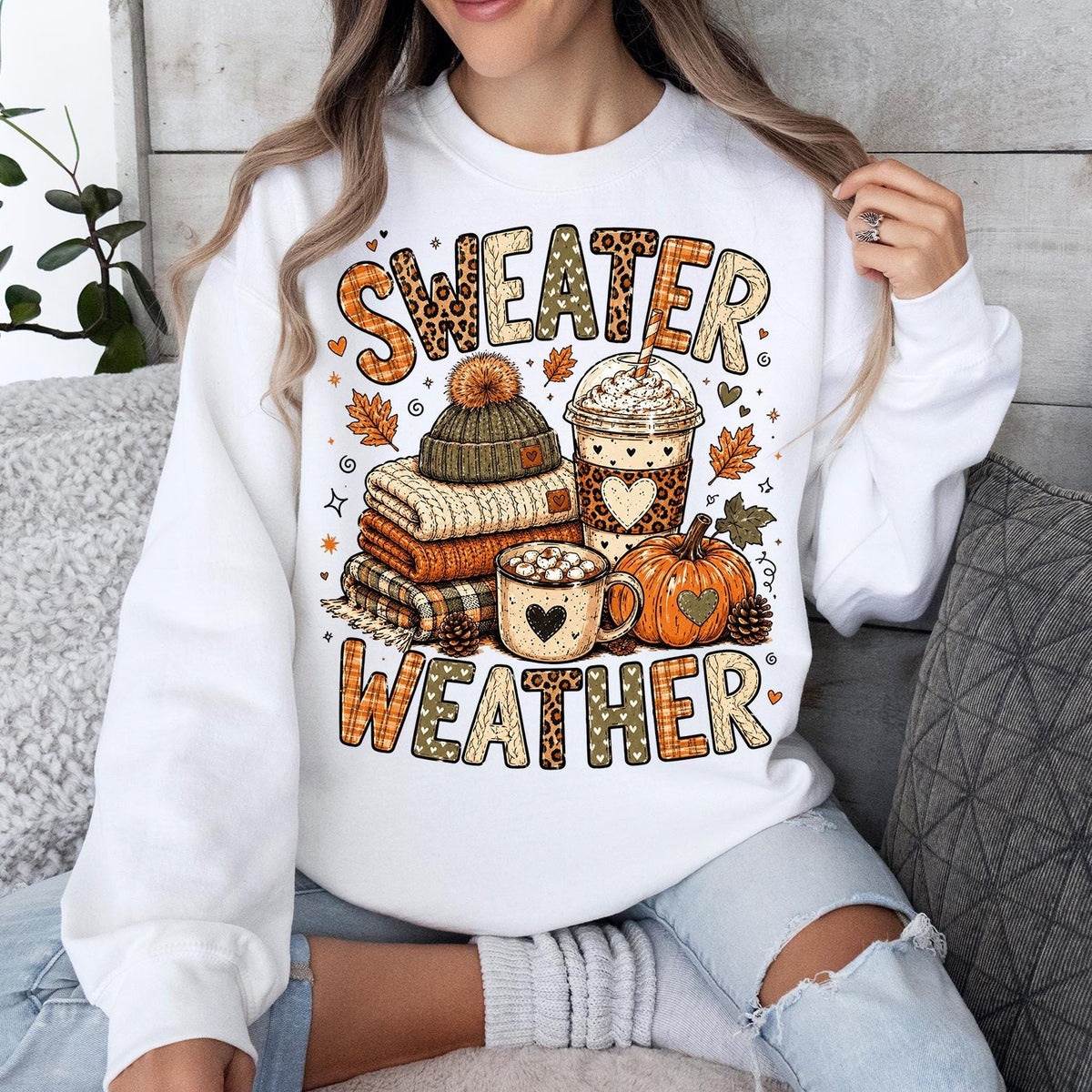 Sweater Weather Shirt, Cozy Fall Sweater, Autumn Pumpkin Shirt, Thanksgiving Sweatshirt, Cute Fall Season Graphic Sweatshirt, Autumn Pumpkin
