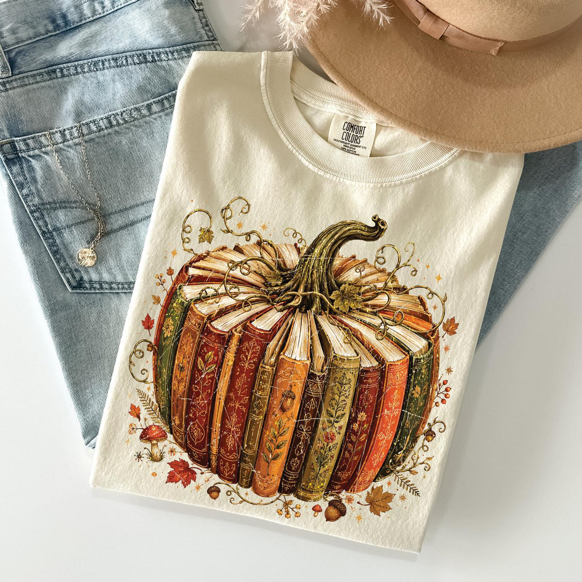 Comfort Colors® Book Fall Pumpkin T-Shirt, Book Pumpkin Shirt, Teacher Fall Shirt, Fall Pumpkin Shirt, Pumpkin Season Shirt, Book Lover Gift