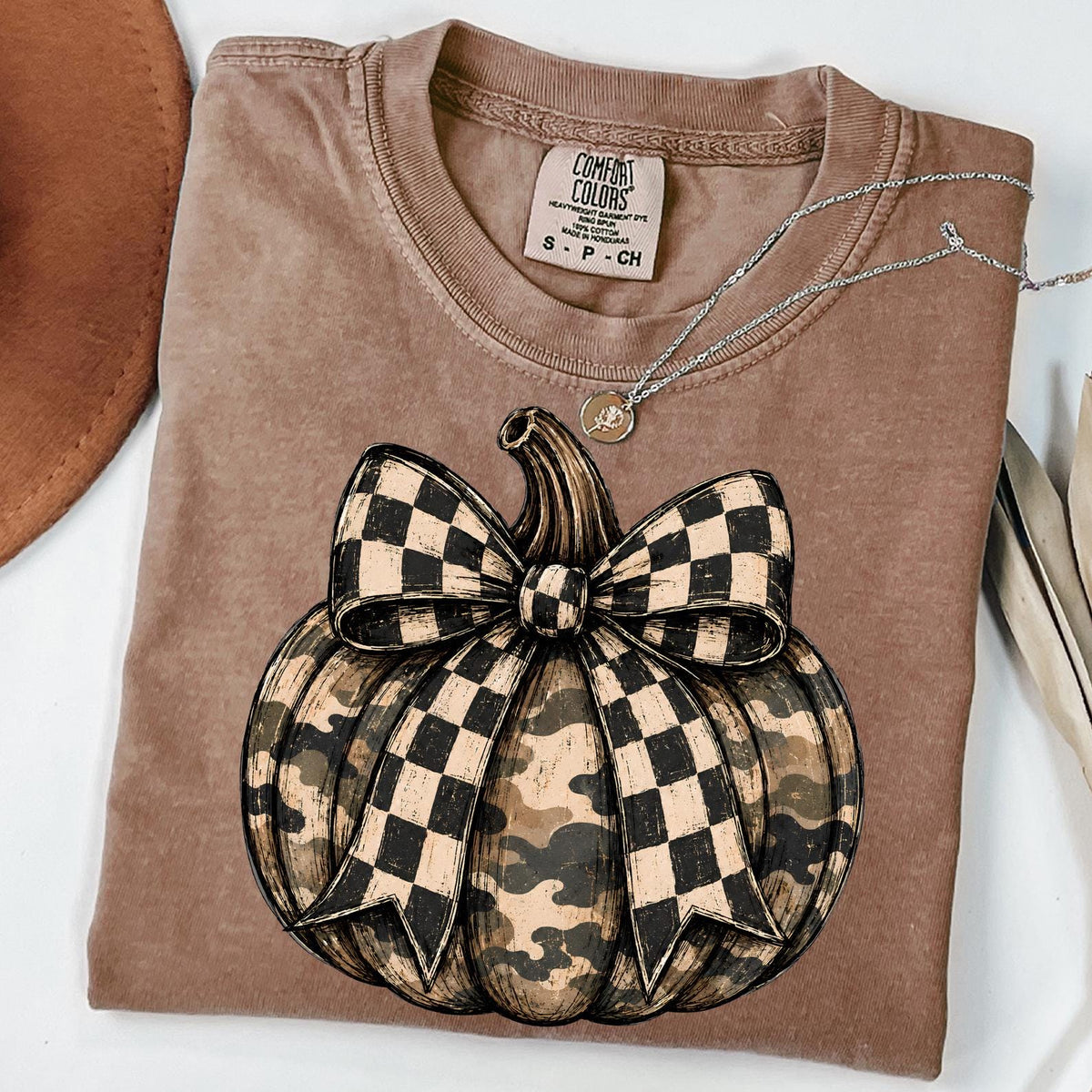 Pumpkin Shirt, Checkered Bow Pumpkin T-shirt, Western Fall Tee, Cozy Season Shirt, Thanksgiving Sweater, Fall Pumpkin Hoody, Comfort Colors®