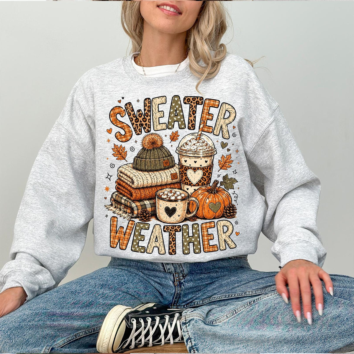 Sweater Weather Shirt, Cozy Fall Sweater, Autumn Pumpkin Shirt, Thanksgiving Sweatshirt, Cute Fall Season Graphic Sweatshirt, Autumn Pumpkin