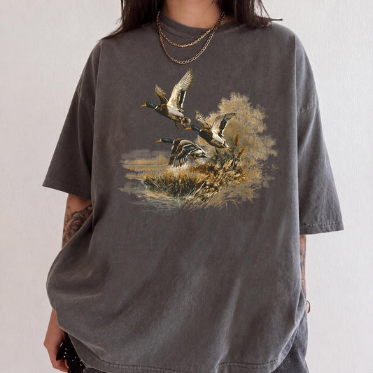 Retro Flying Mallard Duck T-shirt